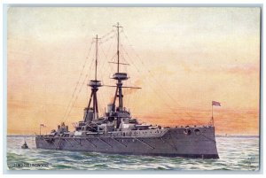 c1910 H. M. S. Collingwood Dreadnought Battle Ship Raphael Tuck & Sons Postcard