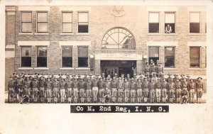 RPPC CO. M. 2ND REG I. N. G. ARMORY JUDAICA MILITARY REAL PHOTO POSTCARD c. 1915