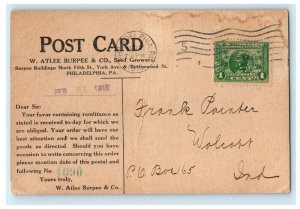 1913 Fordhook Farms Office Atlee Burpee Co. Seed Advertising Order Postcard 