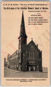 c1900s Cincinnati, OH Richmond St Christian Church CWBM Woman's Board Names A189