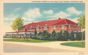 DAVENPORT, Iowa IA  CREDIT ISLAND PUBLIC GOLF COURSE CLUBHOUSE ca1940's Postcard