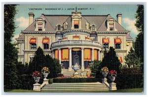 Newport Rhode Island Postcard Chetwood Residence JJ Astor Building 1946 Vintage