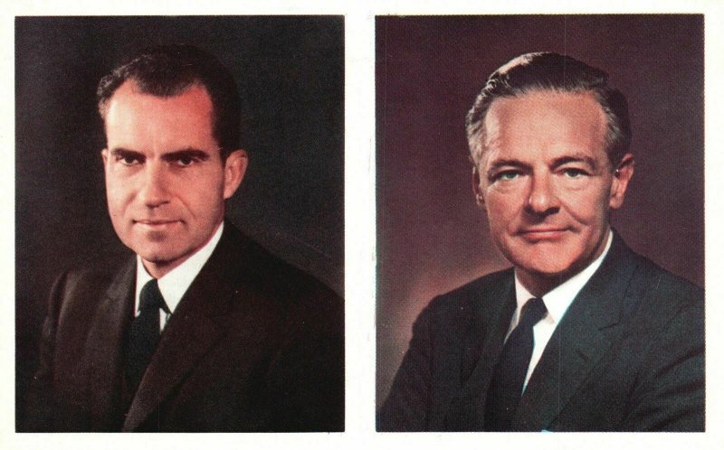 Vintage Postcard Richard Nixon Campaign Party Candidate Portraits Transichrome