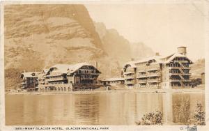F16/ Glacier National Park Montana RPPC Postcard c1930s Man Glacier Hotel