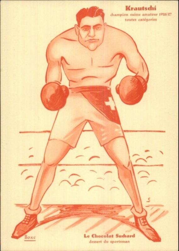 Suisse Swiss Boxing Caricatures Boxers Chocolats Suchard Set 6 Postcards gfz