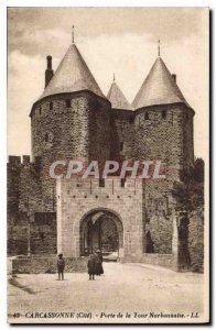 Postcard Old Carcassonne Cite Narbonne Gate Tower