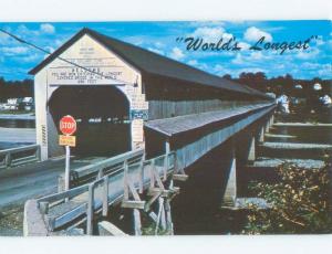 Unused Pre-1980 WORLD'S LONGEST COVERED BRIDGE Hartland To Somerville NB d3502