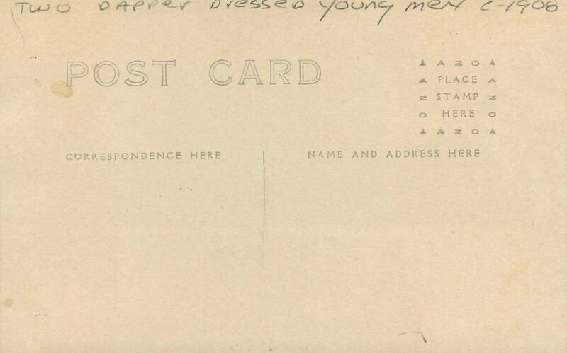 Two Dapper Dressed Young Men C-1908 RPPC Photo Interior Postcard 22-322