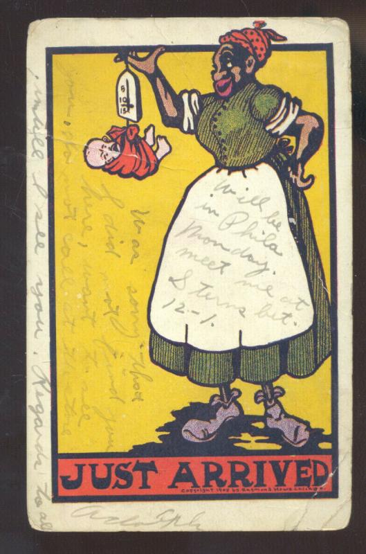 BLACK AMERICANA BLACK MOTHER MAMMY BABY VINTAGE COMIC POSTCARD 1908