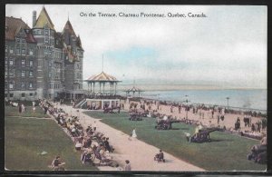 On The terrace, Chateau Frontenac, Quebec City, Canada, Early Postcard, Unused