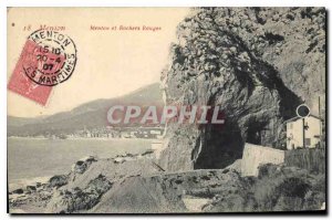 Old Postcard Menton and Red Rock