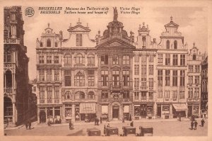 VINTAGE POSTCARD STREET SCENE TAILOR'S HOUSE & VICTOR HUGO BRUSSELS c. 1910s