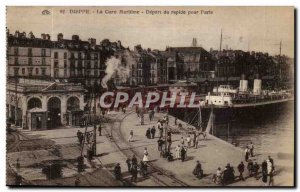 Dieppe Postcard Old Ferry Terminal Depart quick to Paris (boat ship train)