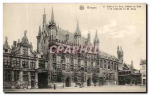 Old Postcard Bruges Justice of the Peace Hotel de Ville and The Chapel of St....