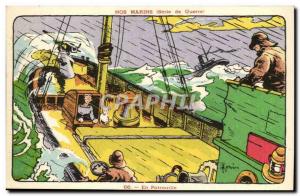 Our Marins- Serie War-In-boat Patrol Post Card Old Illustrator Gervese