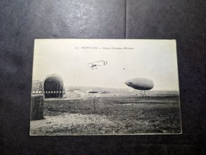 Mint France Saint Cyr Military Aviation Field Zeppelin Airplane RPPC