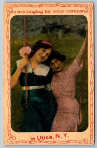 We Are Longing For Your Company In Utica New York   Postcard  c1910