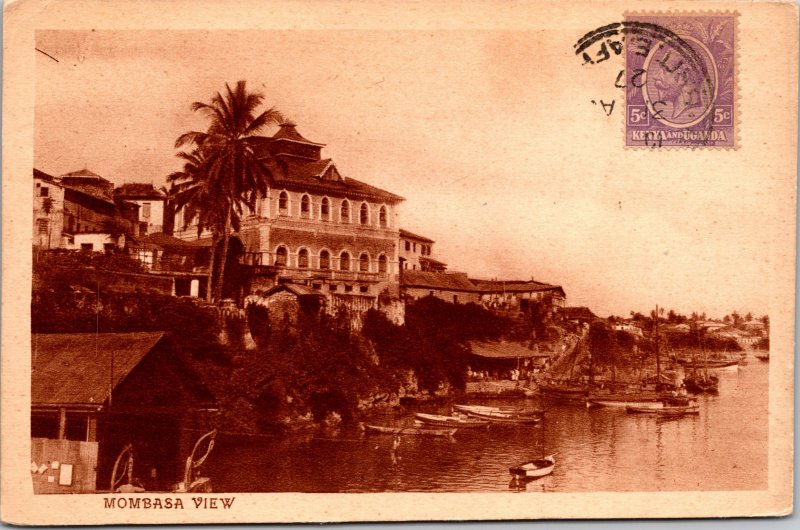 Mombasa Kenya Postcard used 1927 with Stamp