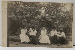 RPPC 1905 Vicorian Ladies and Gents Fun Times Picnic Real Photo Postcard E12