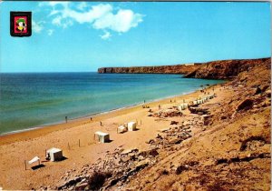 Sagres, Portugal  MARETA BEACH Sunbathers & Cabanas 4X6 Vintage Postcard