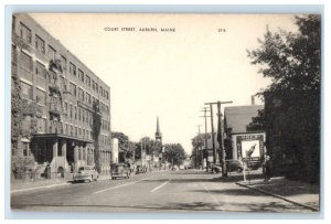 c1910's View Of Court Street Cars Auburn Maine ME Unposted Antique Postcard