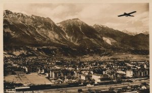 Austria Innsbruck Gegen Norden With A Small Airplane Vintage RPPC 03.86