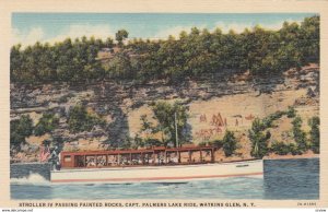 WATKINS GLEN , New York , 1930-40s ; Tour Boat STROLLER IV at painted Rocks