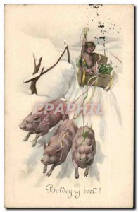 Fantasy - Child - Naked child in pig driven sled - pig (Hungarian chart Hunga...