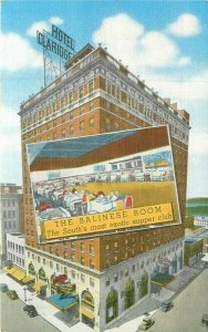 Tennessee Memphis Hotel Claridge roadside Kropp 1940s Postcard linen 22-600