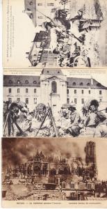 Reims France - Burning Cathedral and Two of German Soldiers