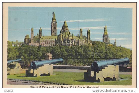 Houses of Parliament from Nepean Point, Ottawa,Ontario, Canada,PU-1942