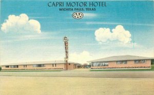 Capri Moor Hotel Wichita Falls Texas 1940s Postcard Nationwide roadside 9271