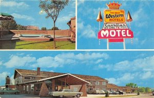 Scottsbluff Nebraska 1960s Postcard Cavalier Motel Pool Sign