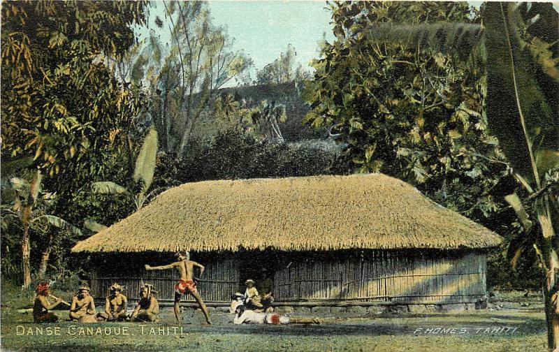 Vintage Postcard Tahiti Kanak Dancing 