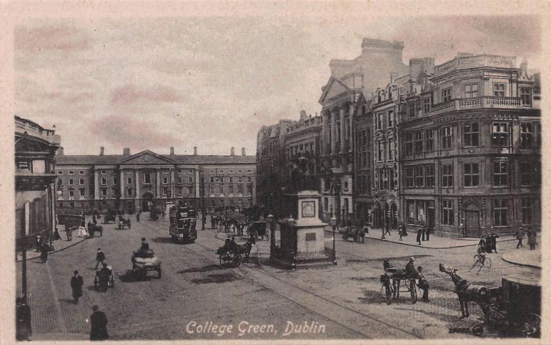 College Green, Dublin, Ireland, Early Postcard, Unused, Published by Valentine's