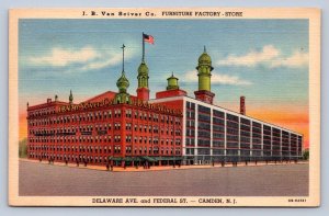 J97/ Camden New Jersey Postcard Linen J.B. Van Sciver Furniture Factory 280