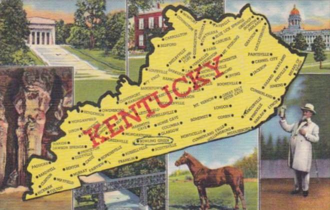 Map Of Kentucky 1948 Curteich