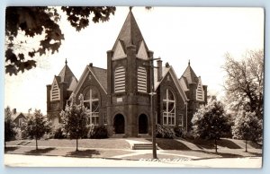 Bedford Iowa IA Postcard RPPC Photo Lutheran Church 1947 Posted Vintage