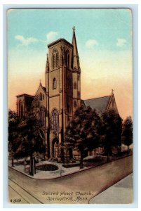 1911 Sacred Heart Church, Springfield Massachusetts MA RPO Posted Postcard