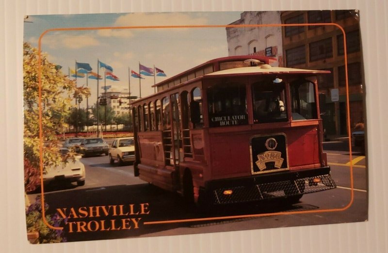 Vintage Postcard Nashville Trolly Tennessee downtown Music Row Cumberland River