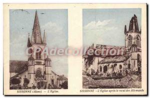 Old Postcard Sissonne Aisne Church