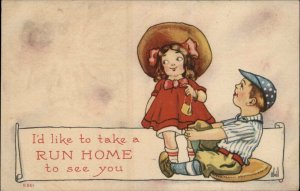 Baseball Comic Advertising Deltiology S. Bergman Co. Bernhardt Wall Postcard