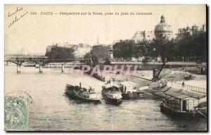 Paris Old Postcard Perspective Seine Carrousel bridge plug