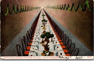 Postcard Famous Sewer Banquet Seating for 400 in Waterloo, Iowa