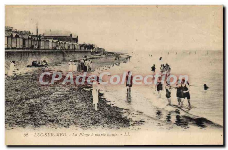 Postcard Old Luc Sur Mer The Beach A Maree Haute