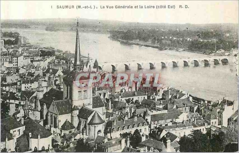 Old Postcard Saumur (M and L) The Vue Generale and the Loire (East Coast)