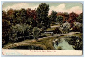 1907 View in South Park Quincy IL La Grange MO Antique Posted Postcard