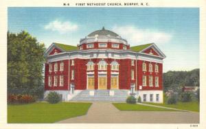 MURPHY, NC North Carolina   FIRST METHODIST CHURCH    c1940's Linen Postcard