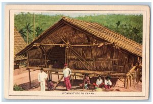 Maluku Indonesia Postcard Woningtype in Ceram Nipa House Residence c1930's