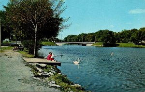 Canada Ontario Stratford Feeding The Swans On The Avon River